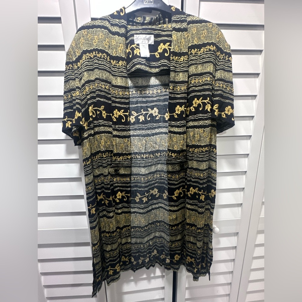 Vintage Studio I Black and Gold Floral Cardigan